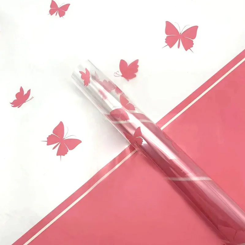 Waterproof Flower Wrapping Paper with Butterfly Pattern Floral Bouquet Packaging Paper for Wedding Gift DIY Craft Paper