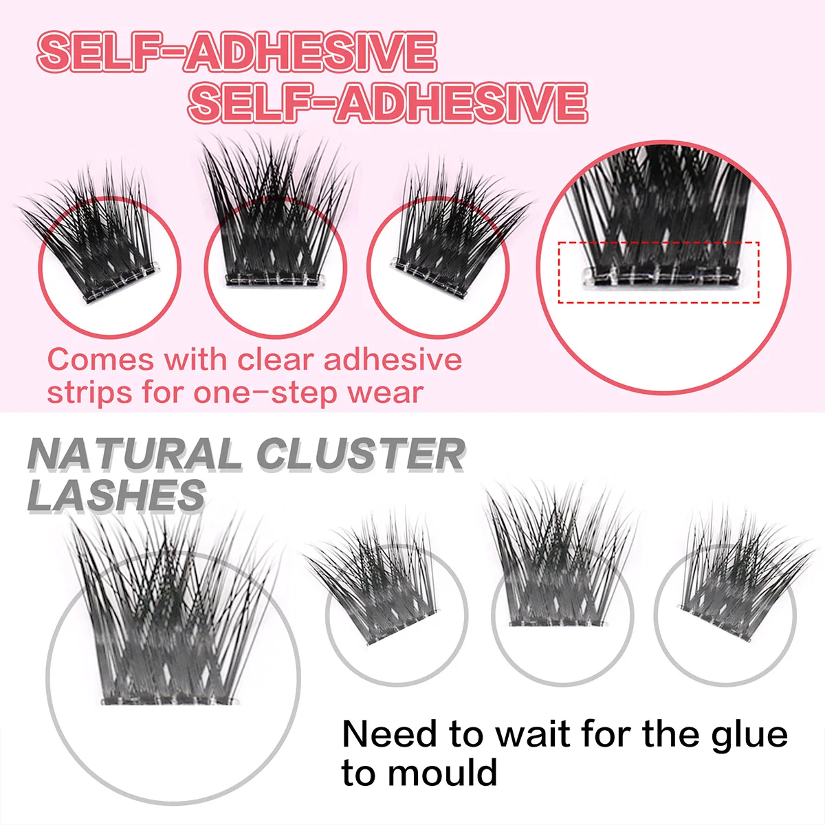5D Fluffy  Silk Lashes No Glue Needed Self Adhesive Cluster Press on Lashes No Glue Personalized