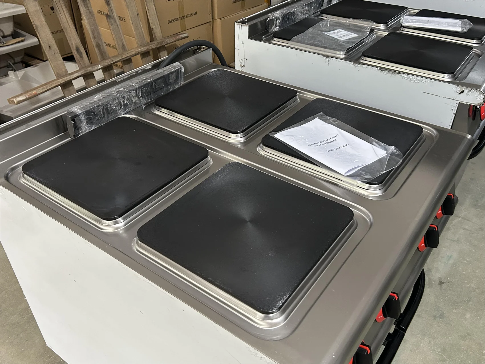 4-Plate Restaurant Kitchen Kitchen Cooking Equipment Durable Electric Stove Stove with Cabinet (Square Plate)