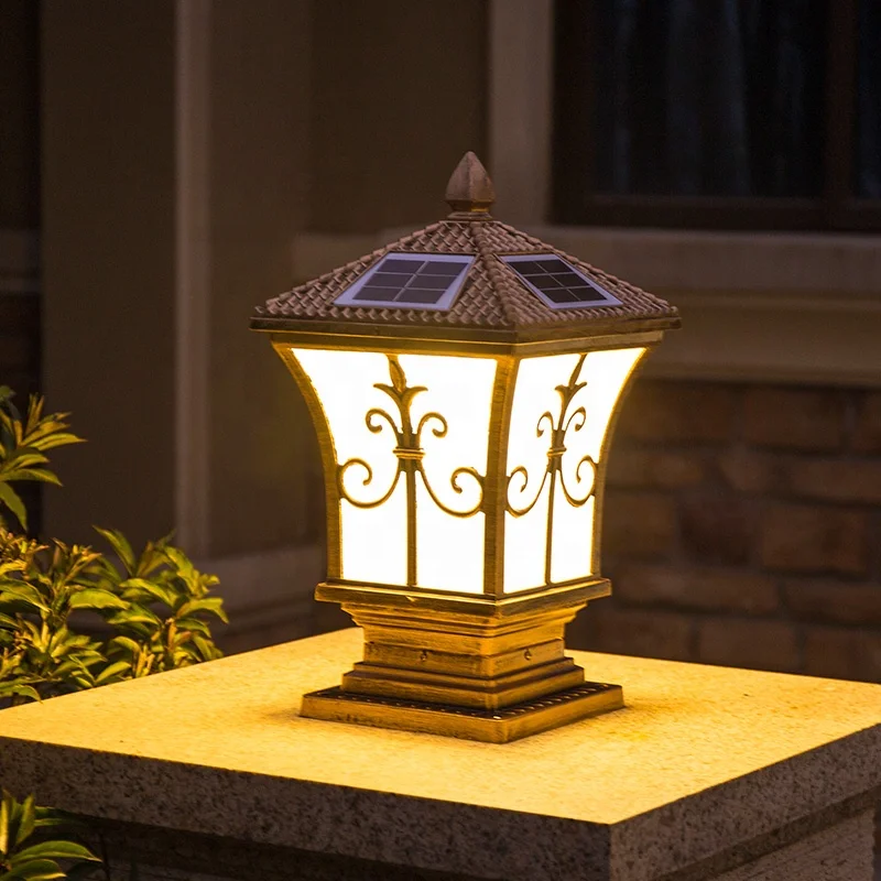 5w Modern Led Solar Powered Pillar Light Gate Post Outdoor Garden Fence Luminous Auto Body Lamp Item Battery Lighting Time Evo