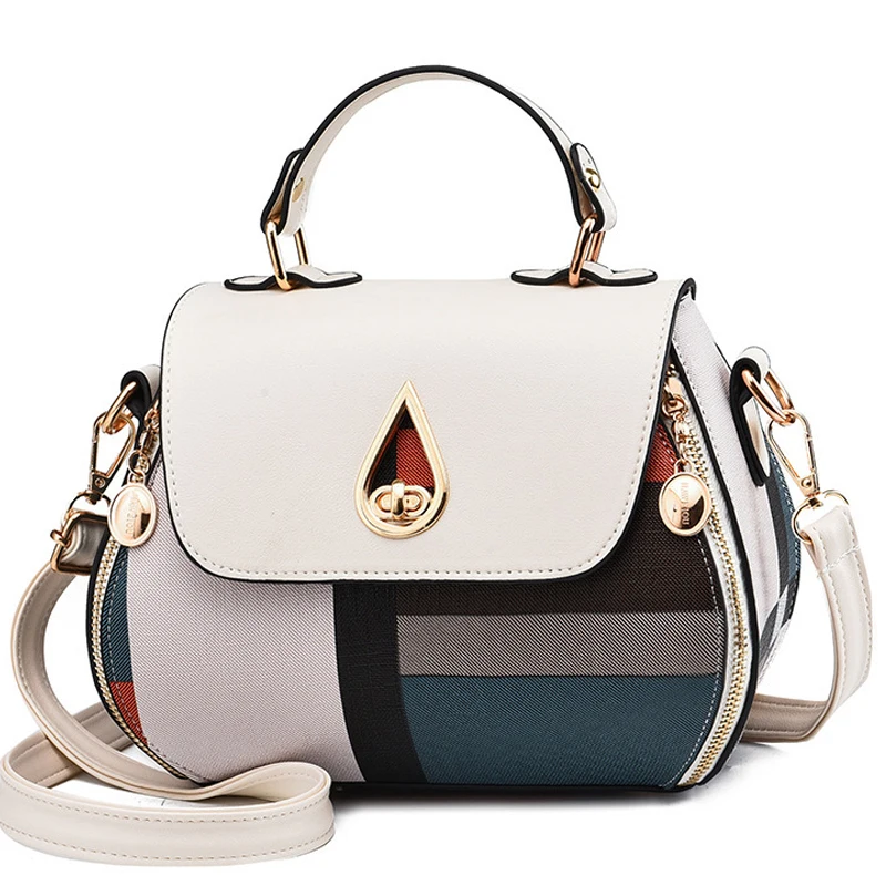 ZR713 Woman Bag Handbag Retro Lattice PU Fashion Female Hasp Portable Big Shoulder Bag Girl Versatile Tote Bag Shopping Party