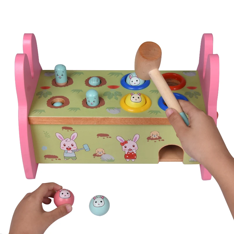 
Wooden toy for Kids play wooden Educational toys knocking game Pounding Bench pile bench Knocking Hammer Toy 