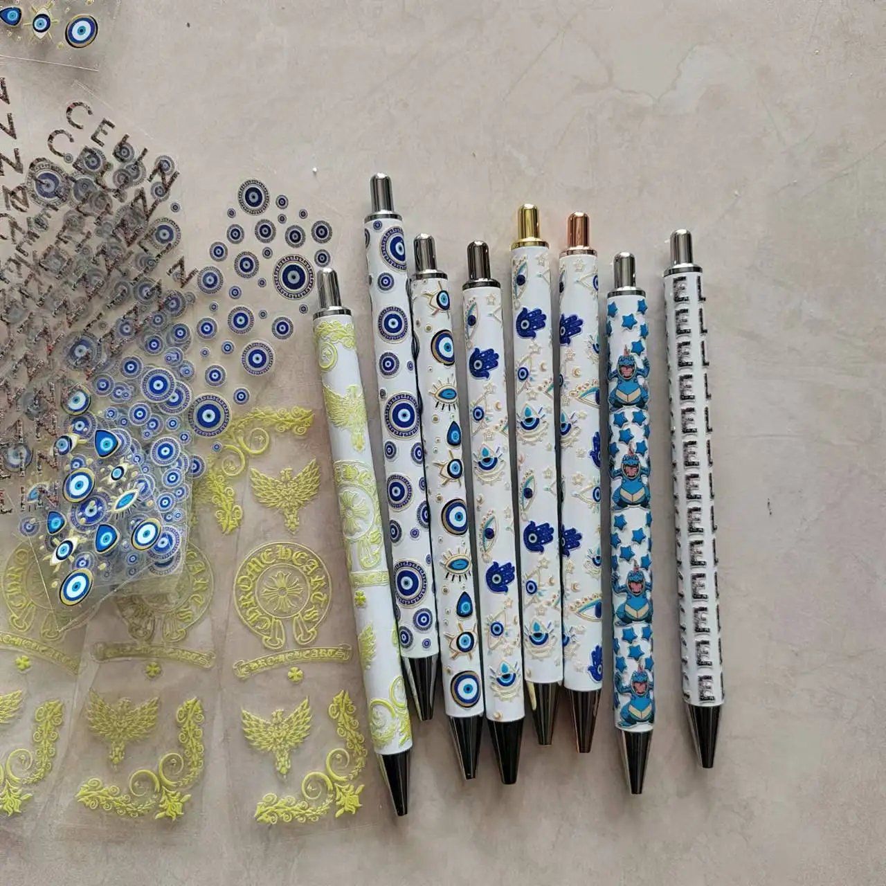 UV Dtf Crystal Stick White Pen Blank Barrel Heat Transfer Sublimation Gel Pen Personalized Shrink Wrapped Sticker Pen