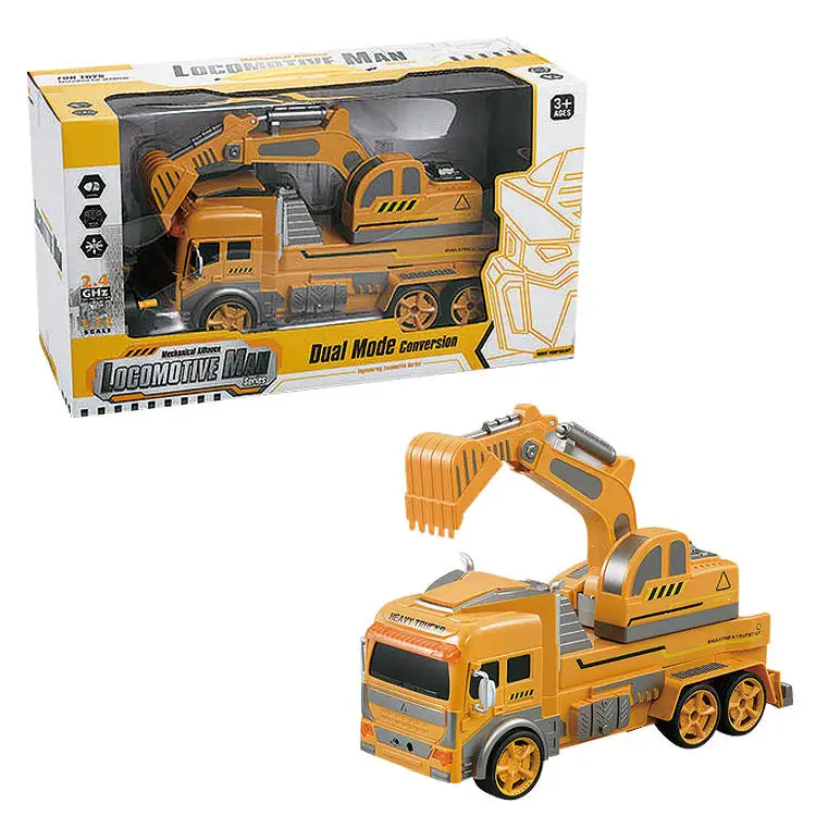 Hand-controlled car truck robot RC drift car transformation with LED lights remote control excavator transformation toys