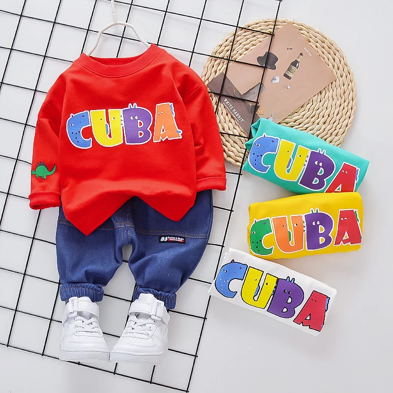 2021 New autumn long sleeve sportswear+ trousers cartoon pattern design baby boy clothes set kids clothing boys suits
