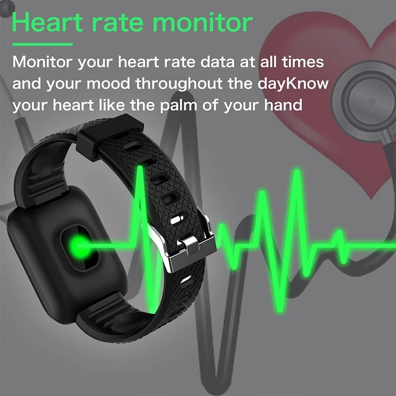 116 plus D13 Phone Smarts Watches IP67 Waterproof Wristband Fitness Tracker Heart Rate Monitor Watches Digital Watches
