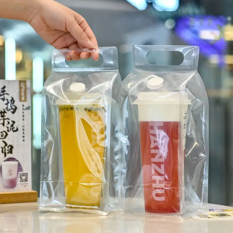 Wholesale custom logo transparent pvc handle bag food coffee breakfast bread takeout clear pvc shopping bags with handle