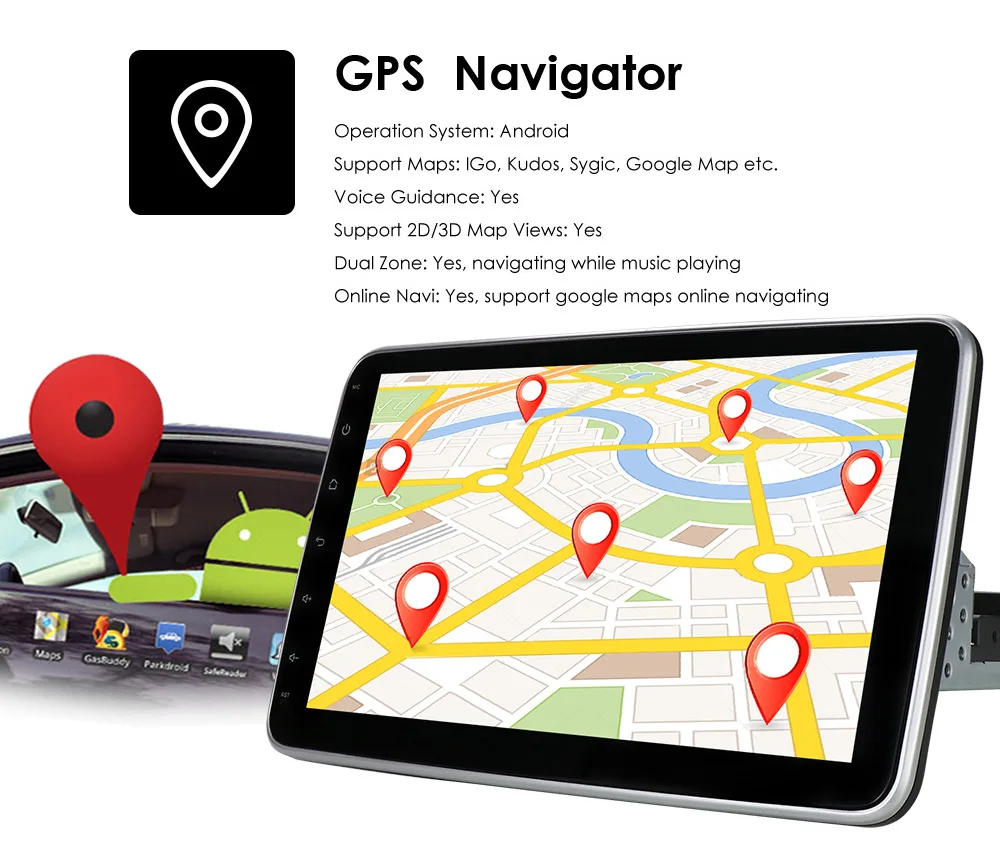 Universal car rotating car radio android 1 din 10inch Screen radio multimedia players movable stereo rotatable gps navigation