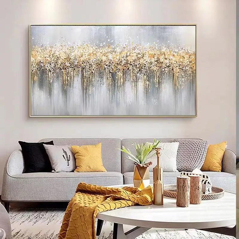 Hot Sale Hand painted Extra Large Wall Art Decor Modern Art Acrylic Star Gold Foil Abstract Oil Painting On Canvas Wholesale