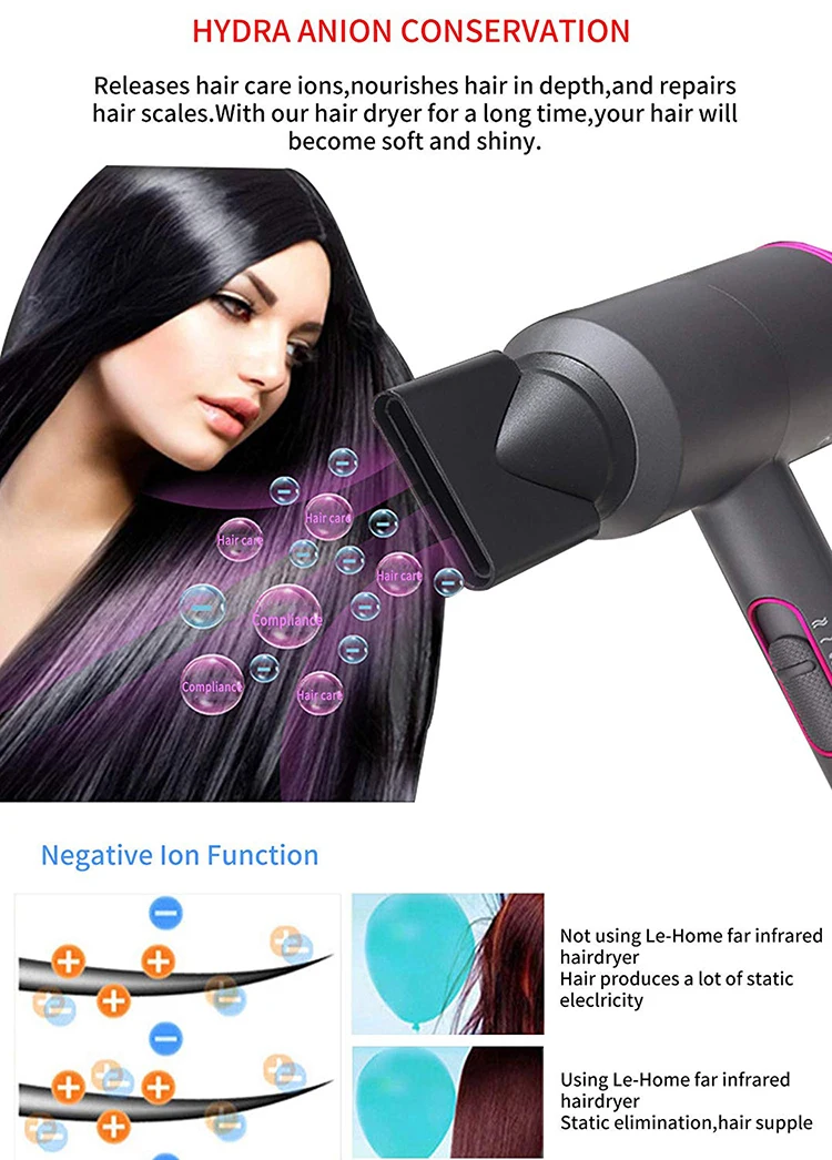 Professional Salon Rechargeable Hair Dryer 1300w High Power Hot And Cold Adjustment Air Hair Dryer