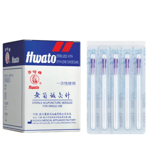 Hwato Brand Disposable Sterile copper handle with tube  Silver-plated handle Acupuncture Needles