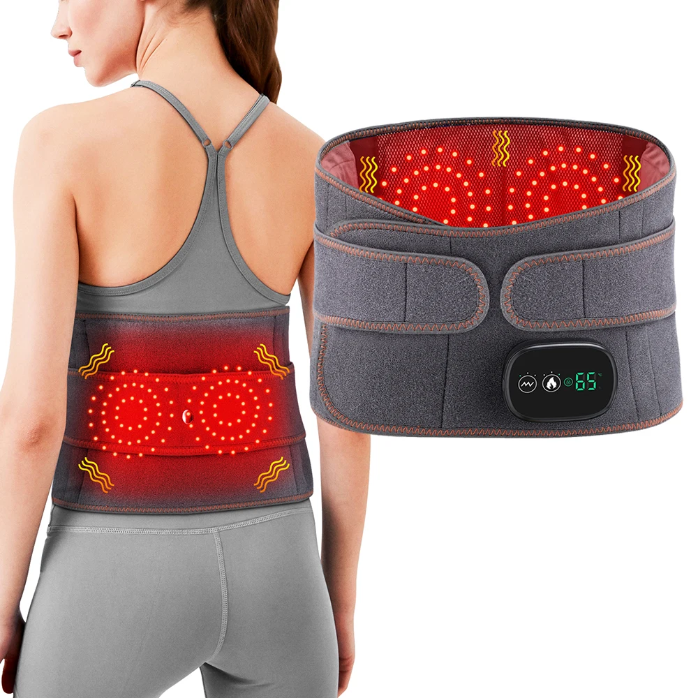 Wireless Lumbar Massager Pain Relief Electric Heating Vibration Lower Back Massage Belt For Waist