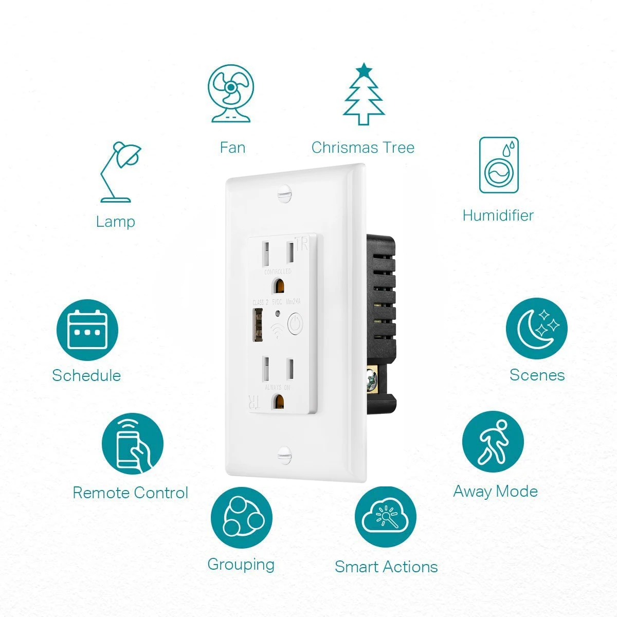 US Standard Tuya Smartlife Wifi Zigbee Wireless Smart Home Electrical Wall Outlet Socket with USB Type A