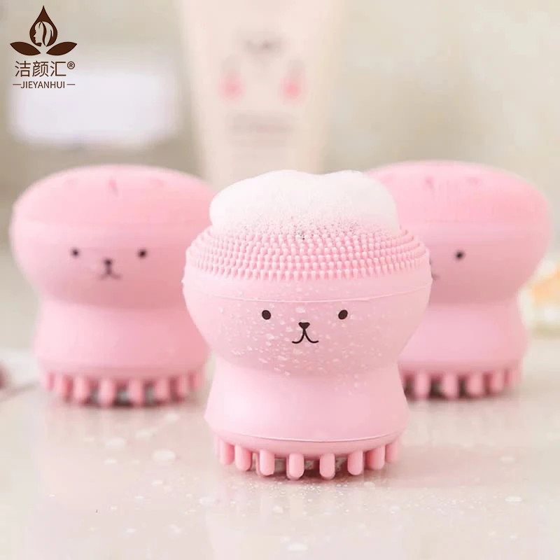 Octopus shape silicone foam face cleansing brush pore cleaner exfoliator face scrub washing brush cleanser skincare