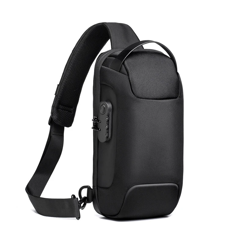 Wholesale Digital Products Carrying Bag Driving Waterproof Daypack Anti Theft Chest Bag With Password Lock Charging Port For Men