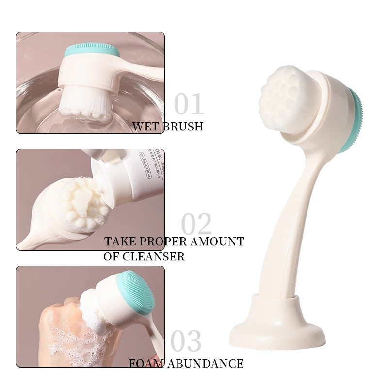 Meilamei Double-sided facial cleansing brush face scrubber SLB-C001 skin care exfoliate deep cleaning facial brushes with base