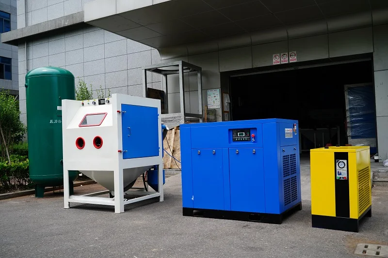 Dry sandblasting machine with air compressor