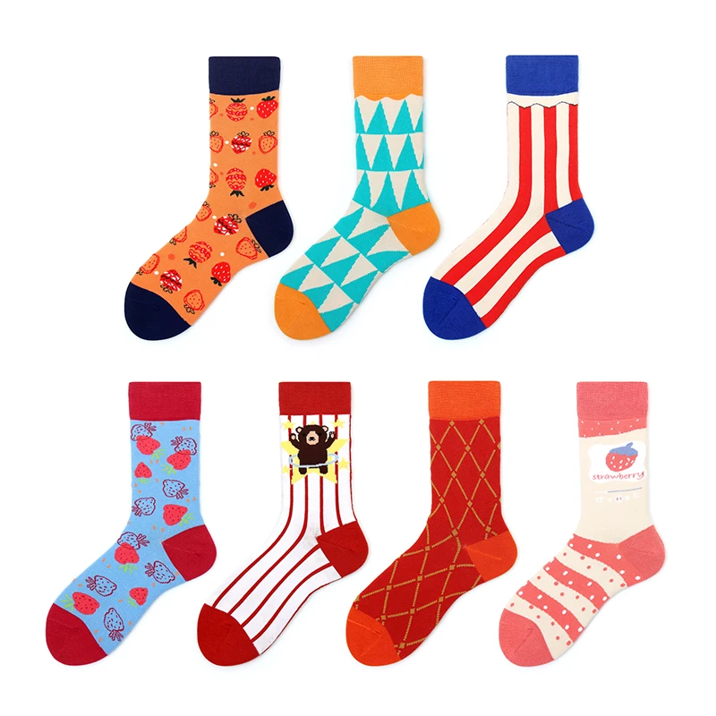 cool new design wholesale fashion socks happy funny crew custom design cotton socks
