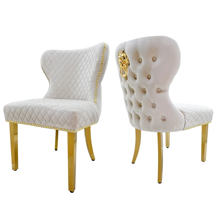 Высококачественный Стеганный дизайн ножки из золотой нержавеющей стали стул для ресторана с металлической рамой бархатный