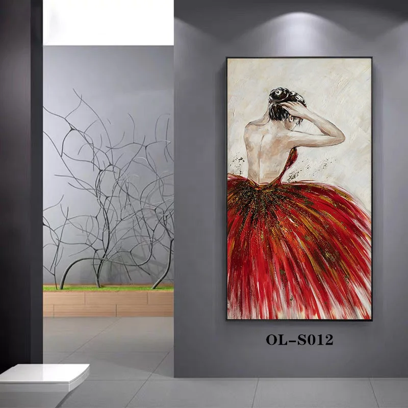 New Fashion Woman in a Dress Sketch Wedding Dress Drawing Simple Stretched Canvas Painting Hanging Wall Art for Home Decor