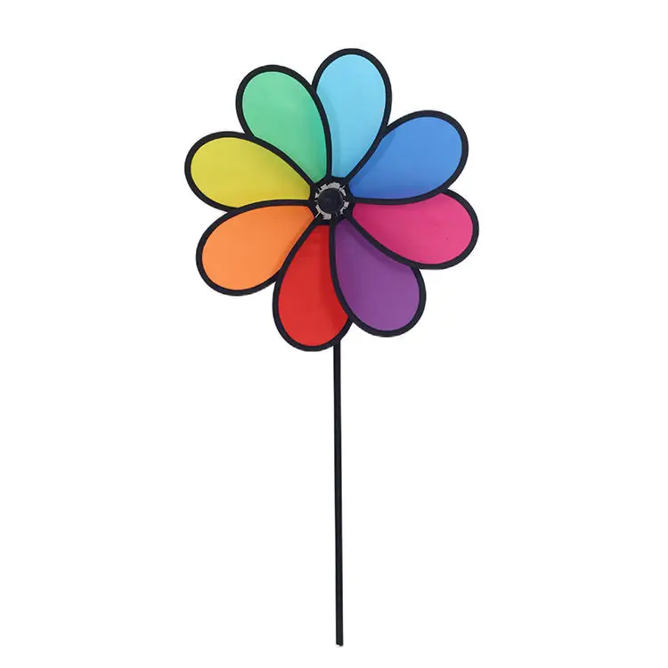 BAILING Mini Hand-held Toy Windmill Outdoor Garden Rainbow Flower Shaped Wind Spinner For Children