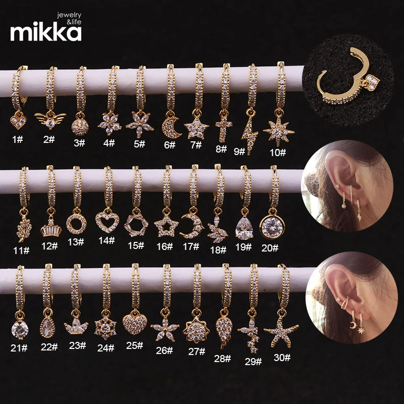 SY Newest Gold Plated Hoop Earrings Wholesale Multi style Flower Earrings with Zircon Cartilage Piercing Earring Jewelry