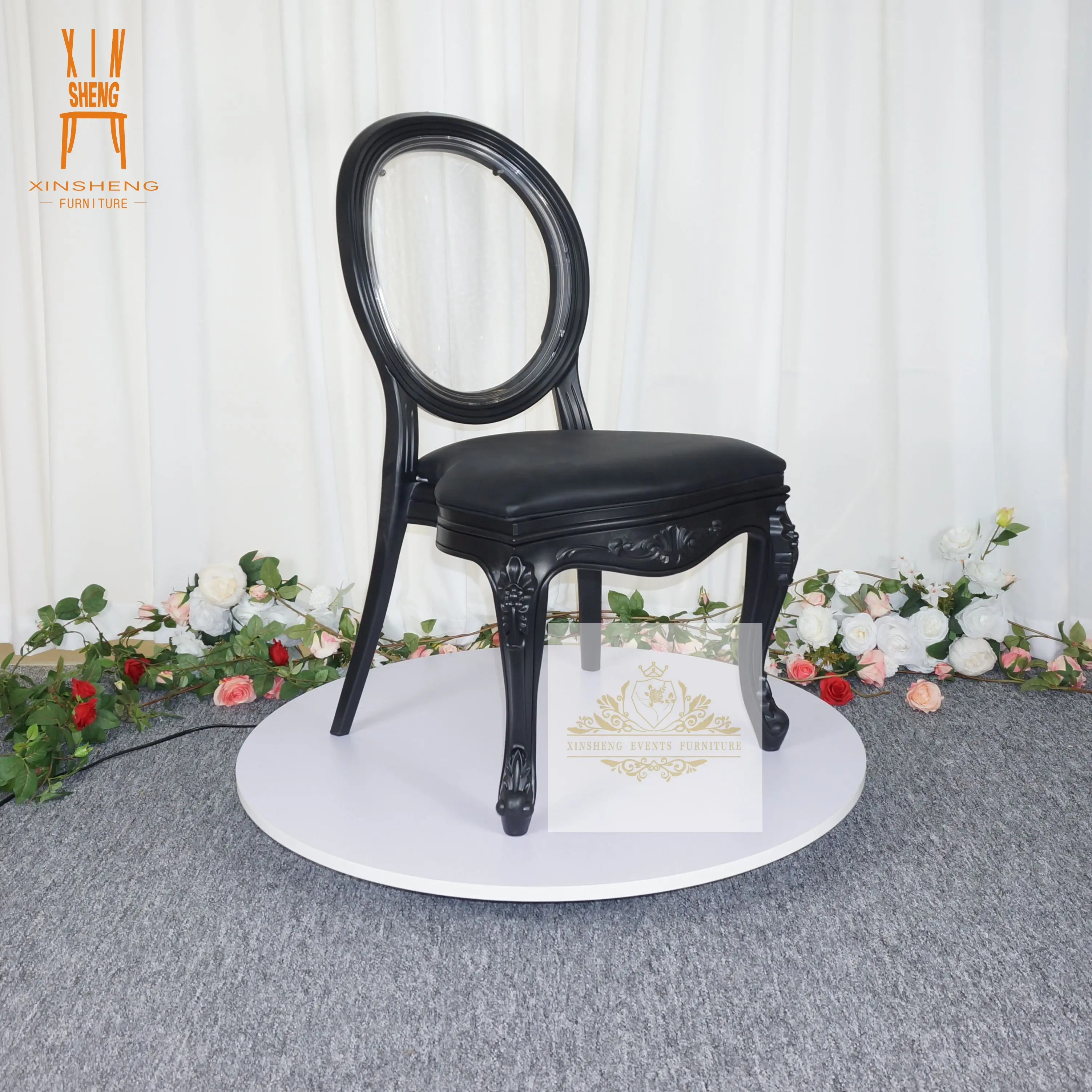 Hotsale Black Resin PP Wedding Party Stackable Rental Dining Ghost chair