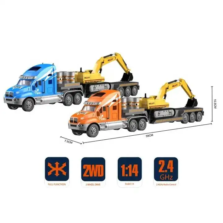 Heavy truck tractor cargo toy rc 2wd trucks rc engineering trailer toys 1:14 scale rc truck and trailer remote control toy