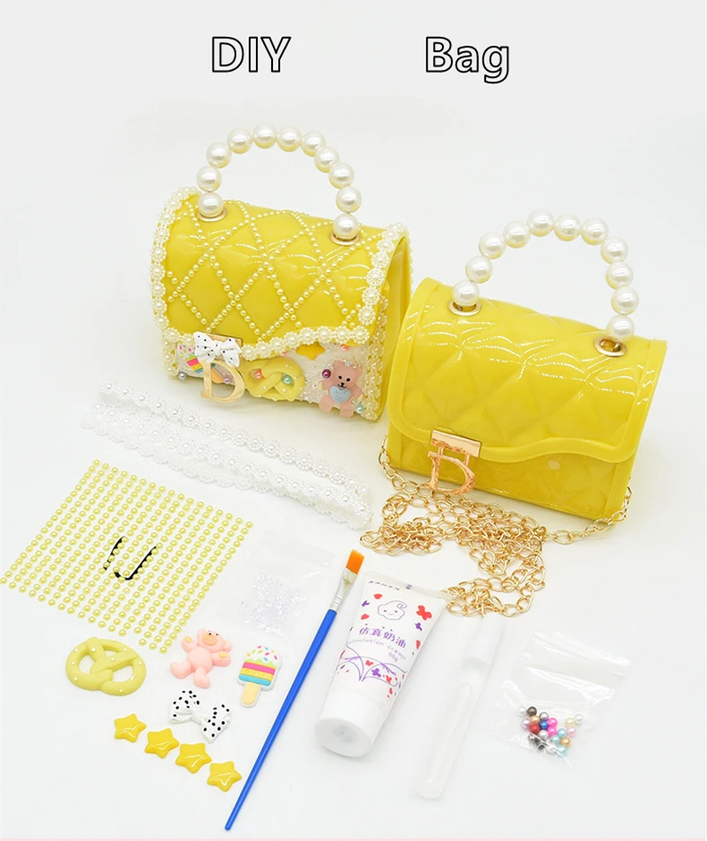 Craft Kits for Girls Cartoon Leather Handmade Handbag Diy Toy Kids Art and Crafts Kits PVC Craft DIY Bag
