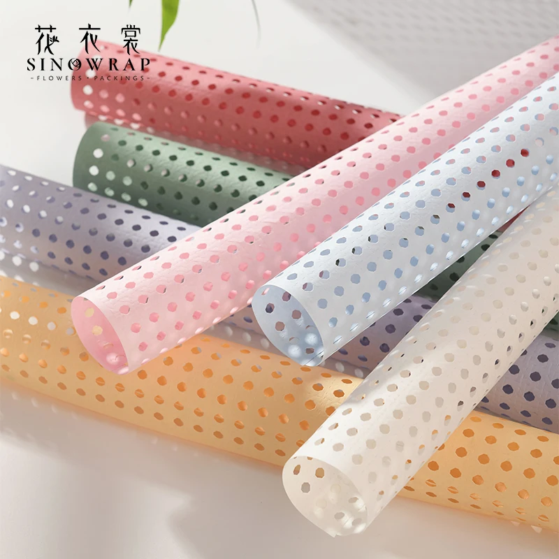 COLOR New Floral Wrapping Paper 39*53CM Circular Hollow Retro Solid Color Tissue Paper Florist Supplies Factory Directly Sale