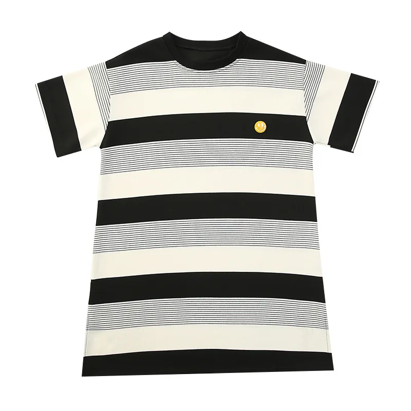 Summer White And Black Stripe Kids Girl Dress Baby Girl Party Dress Children Frocks Designs Girls Dress Patterns