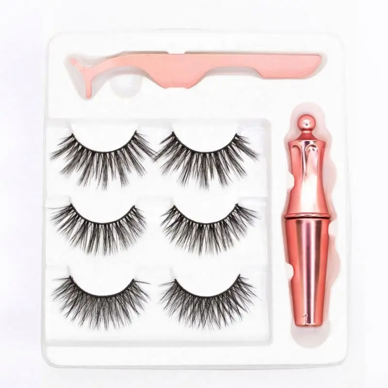 Top quality 5 Magnet magnetic eyelashes new 3 pairs false mink magnetic lashes with thinner magnetic eyeliner
