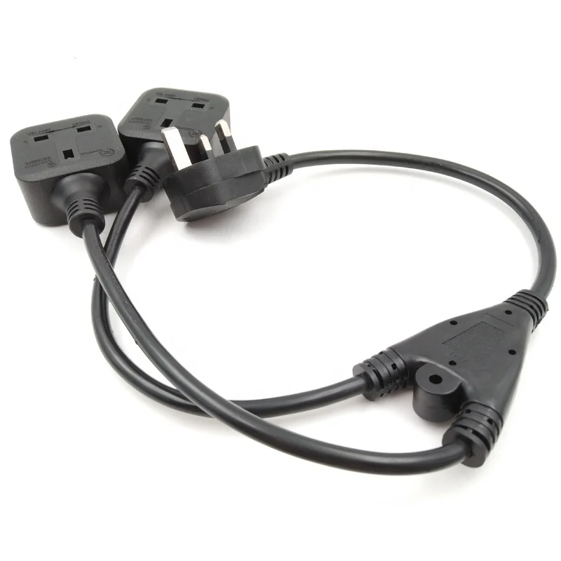 UK Plug to 2 single way socket outlet with Y adapter
