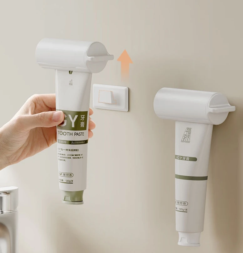 2024 New Rotary Punch Free Toothpaste Squeezer Shelf Toothpaste Dispenser for Bath & Toilet Supplies