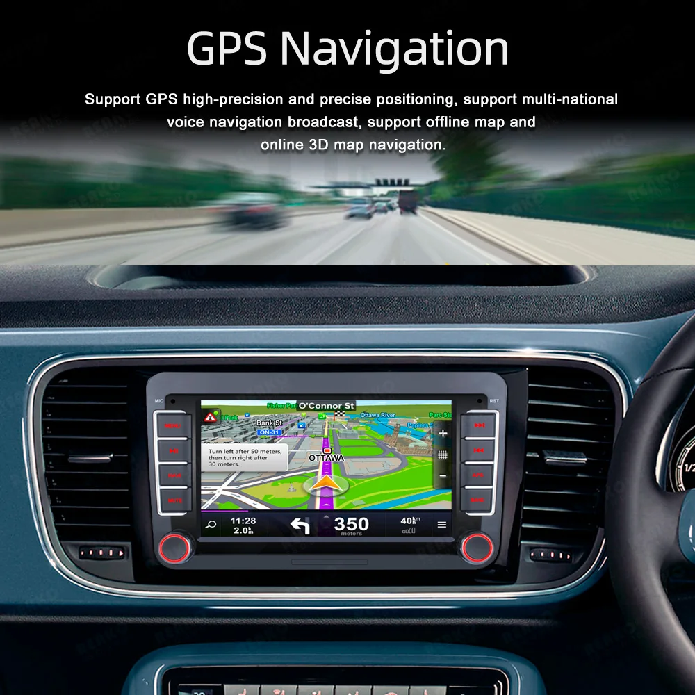 7 Inch 2Din Android Car Radio Power Amplifier Support Wireless Carplay GPS Wifi Split Screen Phone Link FM For VW Car Navigation