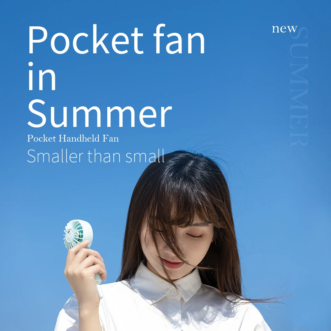 Hot Sale Mini Pocket Handheld Fan Three Speed  China Factory Wholesale mini fan four color Type C 5000 mAh Battery