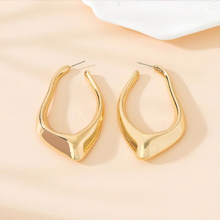 Big Exaggerated Water drop Dangle Earrings for Women Gold Color Metal geometry Irregular earrings Jewelry