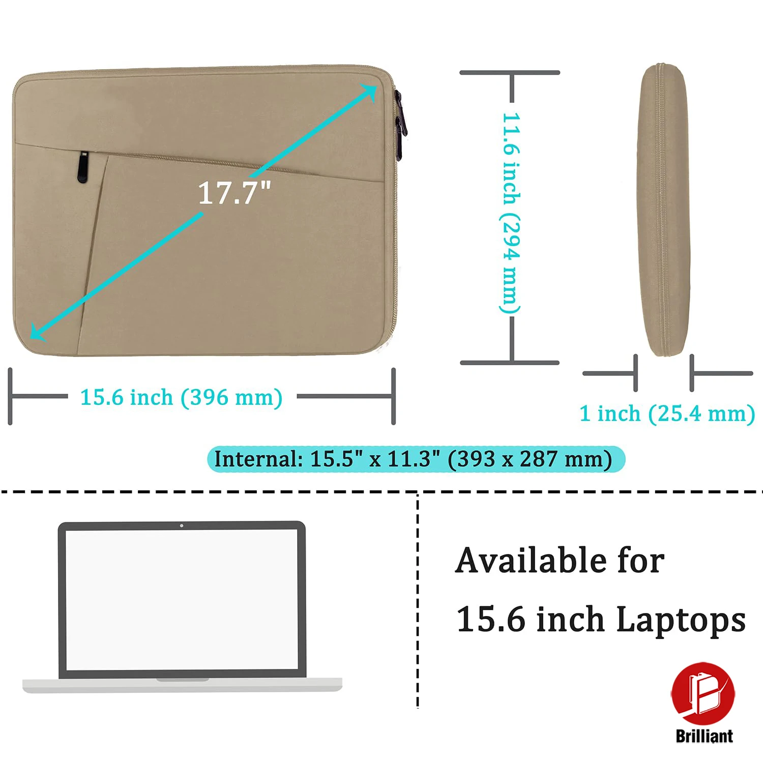 15.6 Inch Laptop Sleeve Shockproof Protective Computer Cover Front Pocket Briefcase Handbag For HP Dell Acer Asus