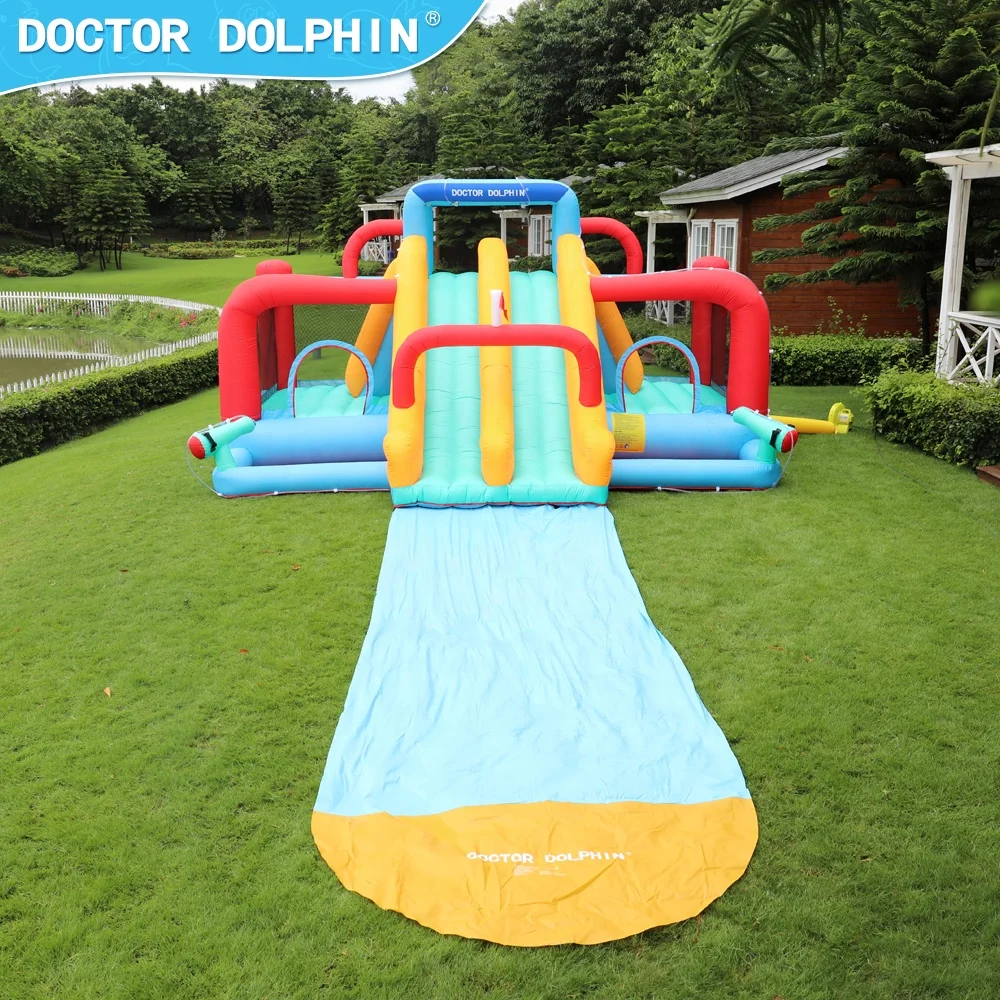Doctor Dolphin Entertainment Children Inflatable Jumping Castle Bouncer Two Pool Water Gun And Double Slide In The Middle