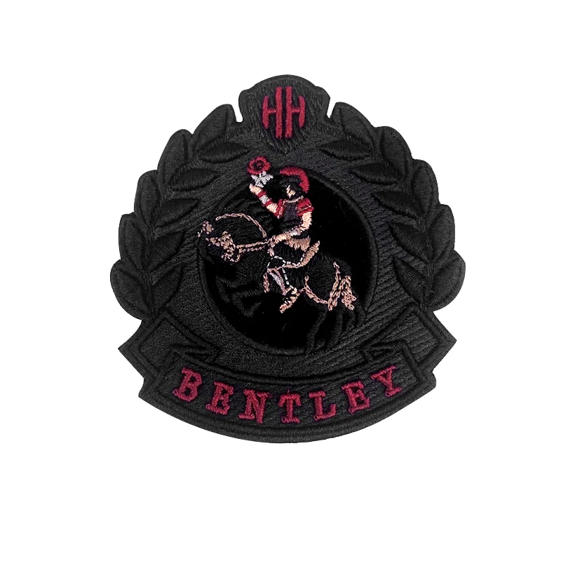 Wholesale high quality embroidered patch Iron on applique for clothing badge custom OEM edge Merrow  embroidery patches