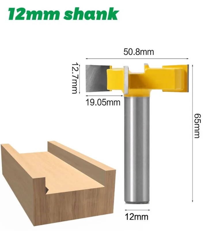 4 Teeth Slotting Router Bits T Type Slot Cutting Tools with Bearing for Woodworking Carpentry Furniture