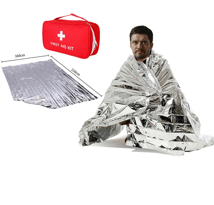2023 Foil Thermal Space Sliver Rescue Curtain Tool Outdoor Water Proof Emergency Survival Blanket First Aid packet