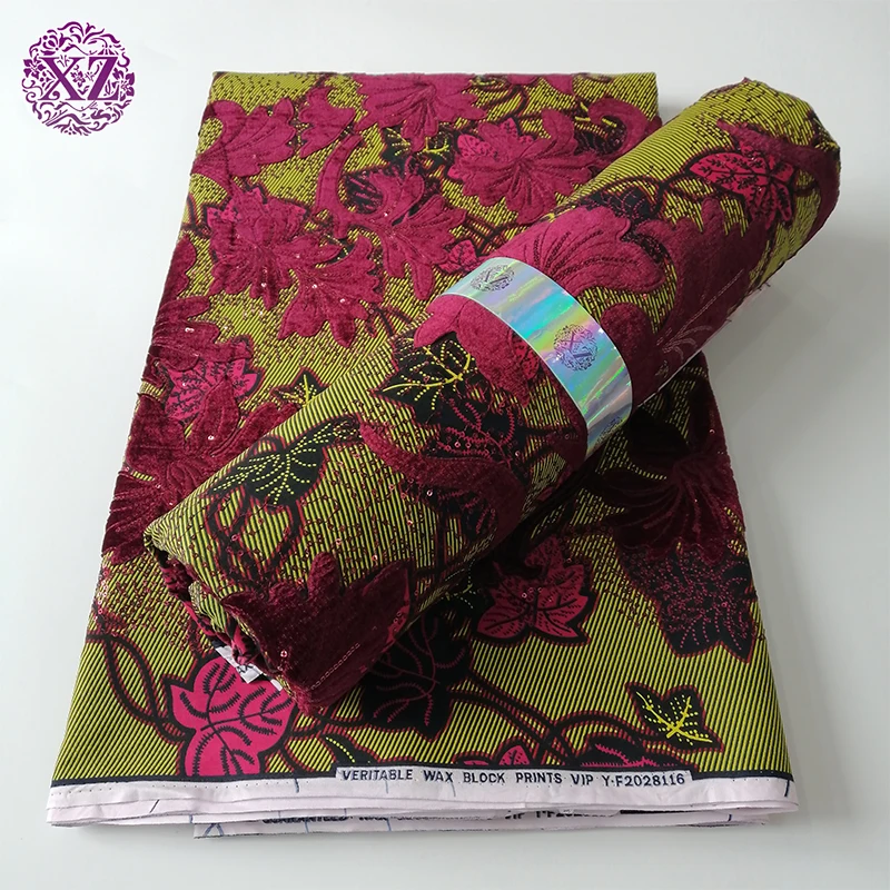 2021 в нигерийском стиле с блестками и бархата с вышивкой в африканском стиле печати Анкара воск ткань