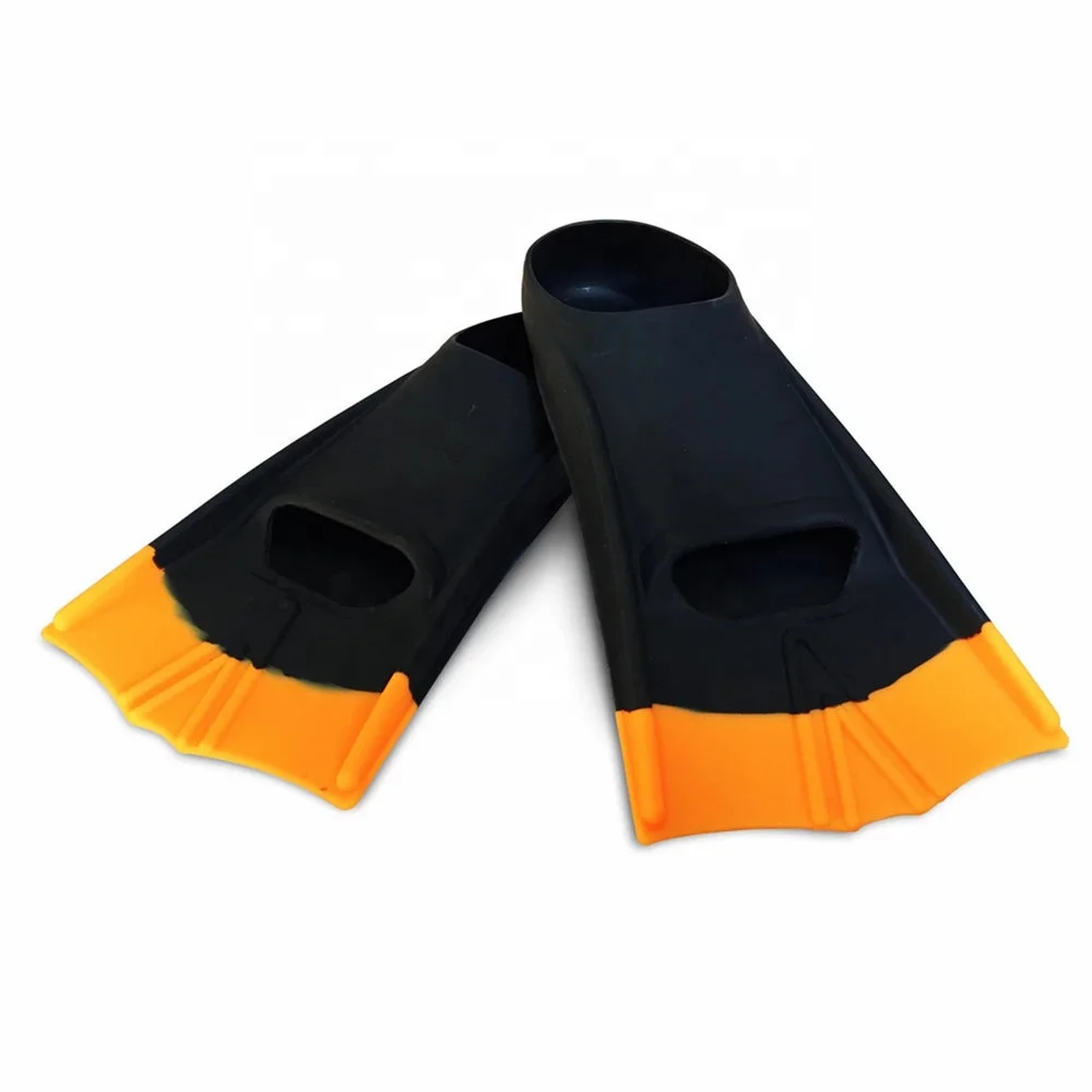 Adult and kids black yellow silicone swimming fins for swim flippers