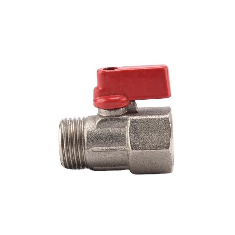Small Mini Brass Ball Valves 1 8 Inch F/M with Nickel Plated 300 PSI for Water Shower Head