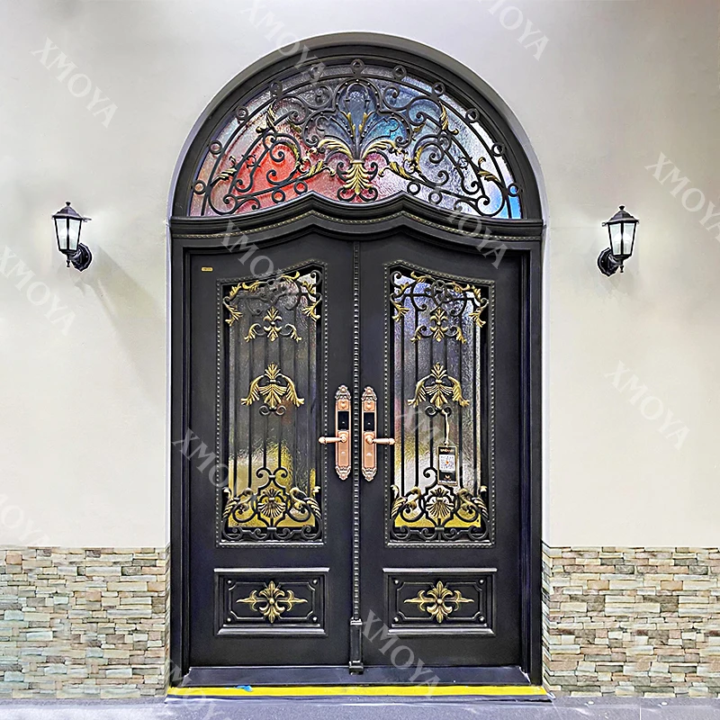 Latest Main Iron Door Design Catalogue For House USA Styles Front Modern Exterior Wrought Iron Double Entry Doors For Villa