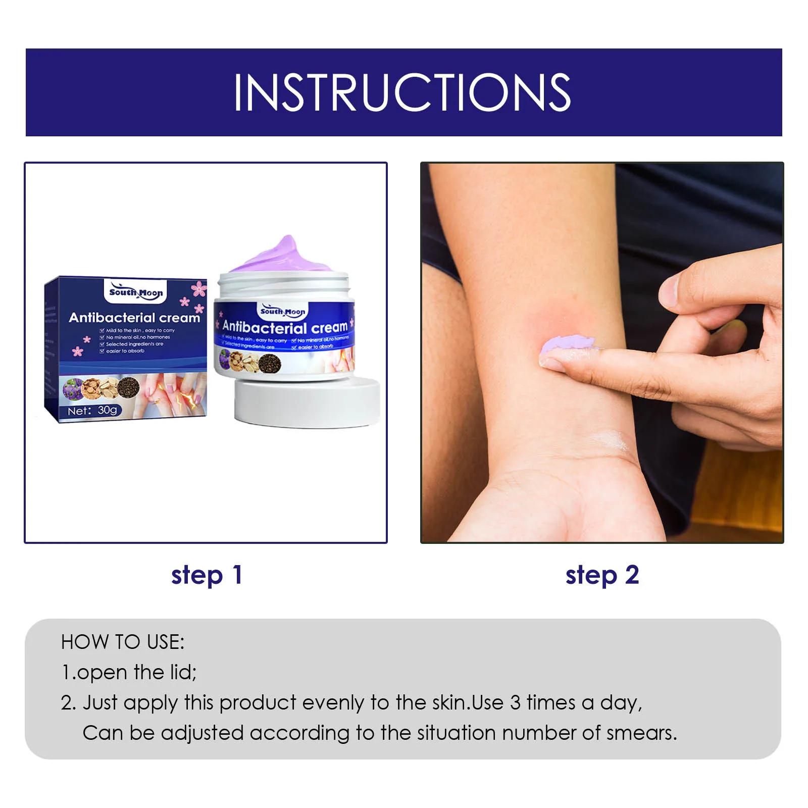 Natural Organic Psoriasis Cream Dermatitis Eczema Treat Ointment Mosquito Bites Allergies Anti-Itch Cream 30g