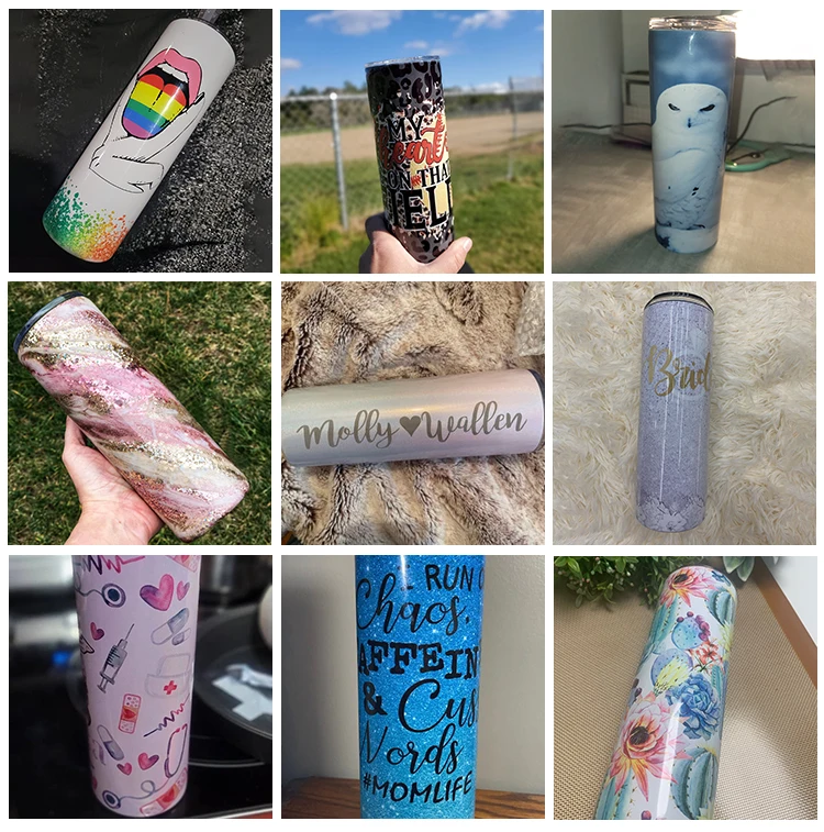 USA Warehouse 20 oz Sublimation Blank straight Coffee Mugs Bulk Insulated White Skinny Tumbler with Lids and Straws