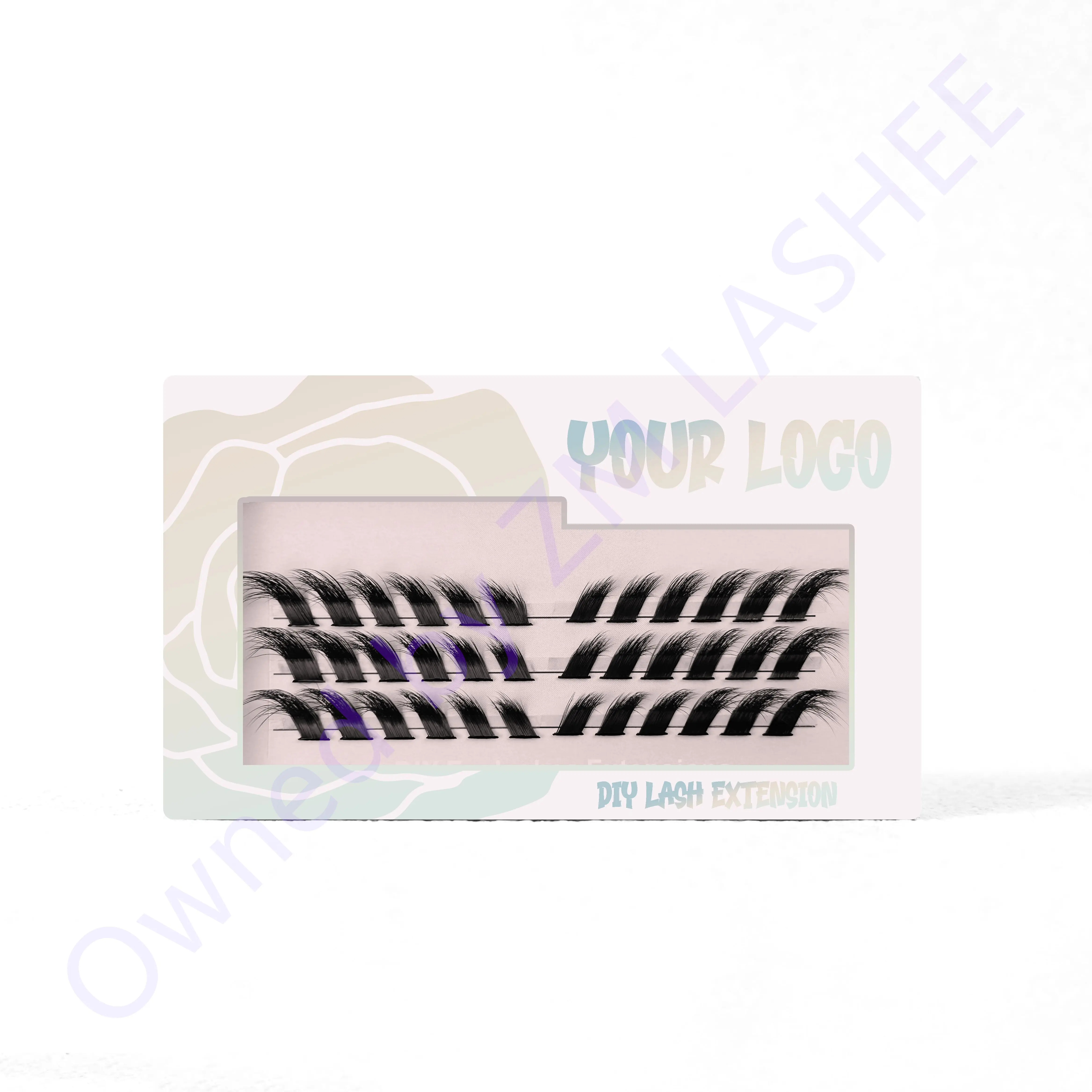 vegan pre bond lashes cluster kit wholesale  C D L curl press on lashes no glue hand made diy lash extension kit