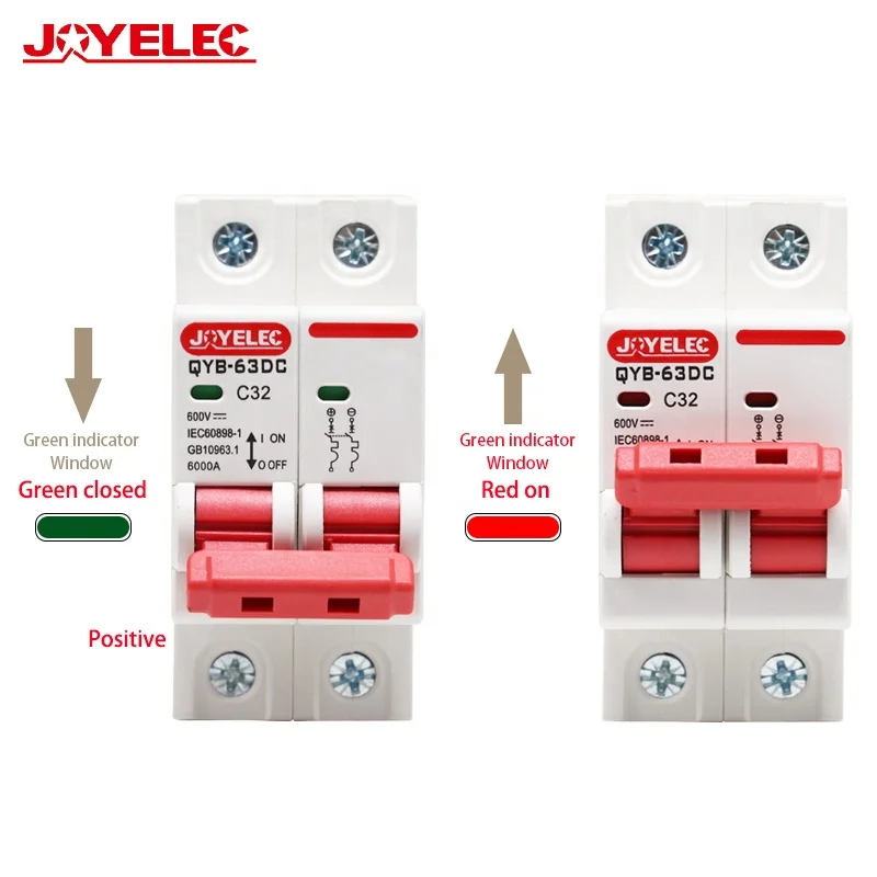 Мини-автоматический выключатель JOYELEC 2P DC 600 В 3a 6A 10A 16A 20A 25A 32A 40A 50A 63A MCB для системы
